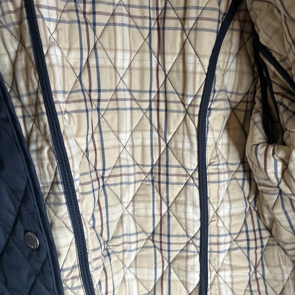 LL. Bean Women's Navy Quilted Equestrian Barn Riding Jacket with Plaid Lining XL - Picture 6 of 13